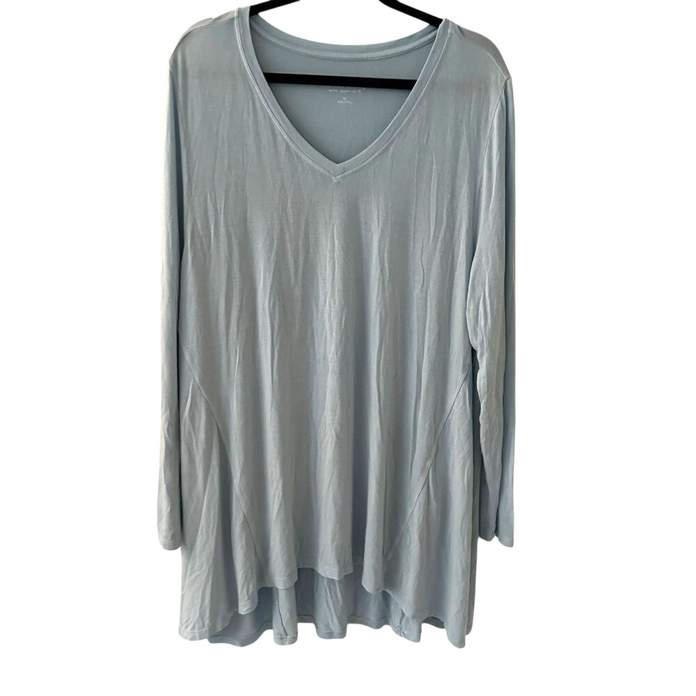 Soft Surroundings Light Blue Modal V-Neck Tunic Top Size 1X Stretchy Casual